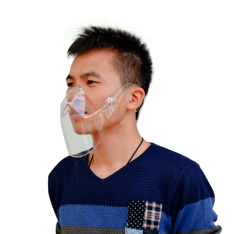 Visiere trasparenti trasparenti Copri bocca in plastica Protezione anti-schizzi per schermi facciali